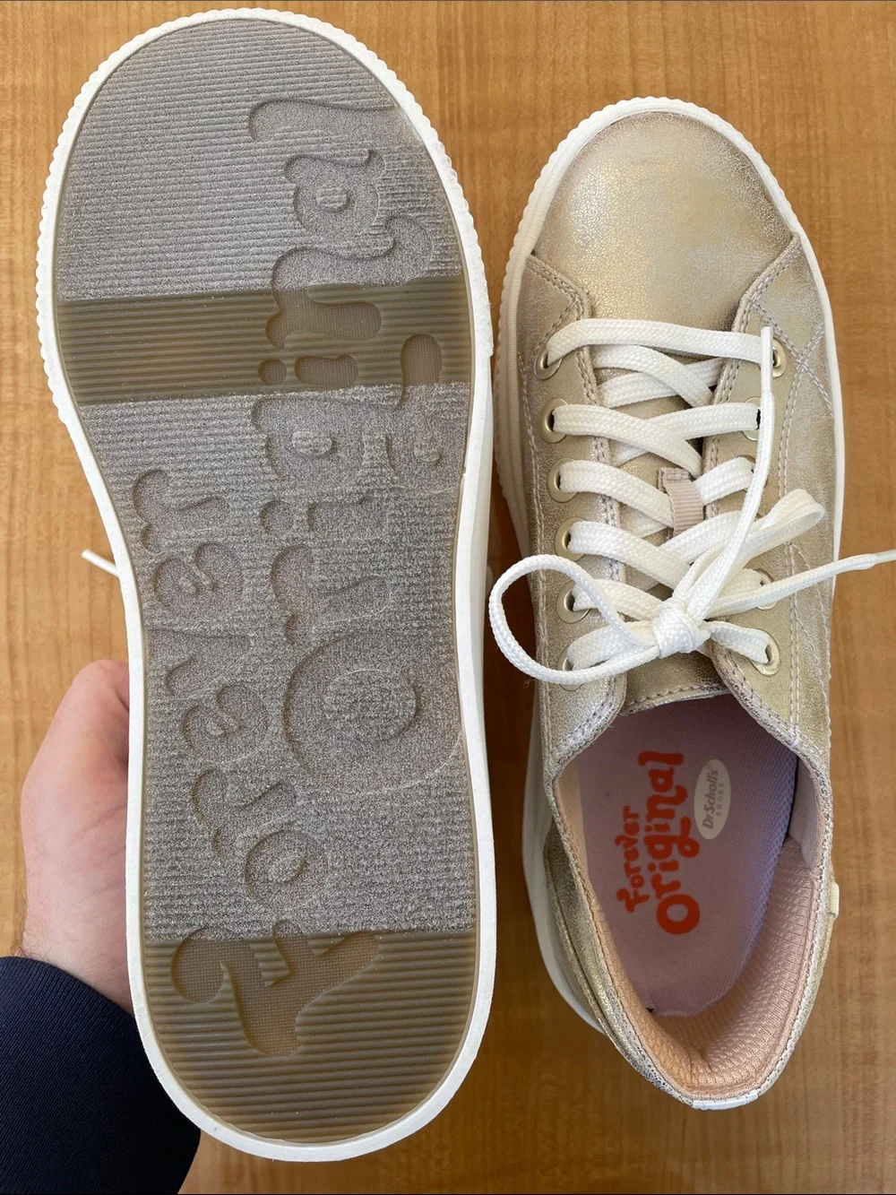 Dr Scholls For Now Platform Sneakers Metallic Light Gold Women’s Size 9